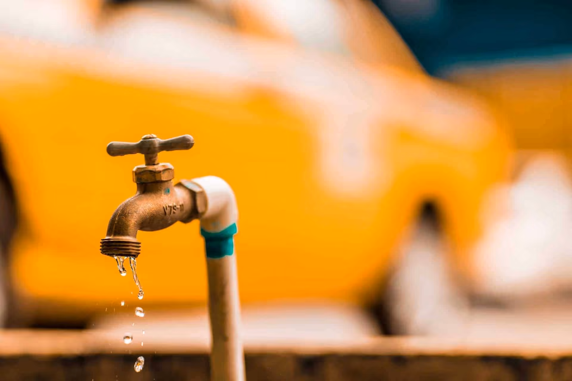 Outdoor faucet dripping water